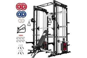 RitFit M1 Pro Smith Machine Package, All-in-One Power Cage with Weight Stack Set, Includes LAT Pulldown & Cable Crossover System for Home Gyme