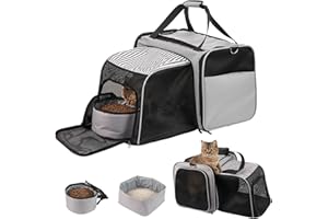 INRLKIT Portable Cat Travel Carrier - Soft-Sided Cat Carrier with Litter Box, Expandable Cat Carrier for Cats Up to 20 lb to Camping, Hiking Long Distance Road Trip Travel
