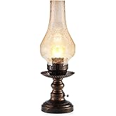 UMEXUS Vintage Rechargeable Cordless Table Lamp with Dimmer & Touch Control, Small Battery Powered Lights, Amber Hand-Blown Glass Retro Farmhouse Lamp for Bedroom, Living Room, Dining Table, Kitchen