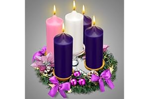 Ziliny Christmas Advent Wreath Candle Holder with 5 Pillar Candles and Wreaths Celtic Advent Candleholder Calendar for Christian Prayer Xmas Candles Centerpiece Decorations Religious Church Gift