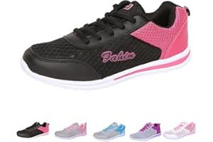 Womens Bowling Shoes Comfortable Breathable Lightweight Soft Sole Mesh Athletic Shoes Lace-Up Arch Support Walking Shoes