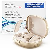 FLYSOUND PureHear Pro Bluetooth OTC Hearing Aids for Seniors & Adults | 60dB High Gain, Whistle-Free Premium AI Sound Algorithm | 80% Improved Speech Recognition | Enhanced App & Bluetooth Streaming
