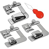SXDLCX 3 Sizes Wide Rolled Hem Pressure Foot with Needle Threaders Sewing Machine Presser Feet Hemmer Foot Set 1/2 Inch, 3/4 Inch, 1 Inch for Low Shank Sewing Machine Brother Singer