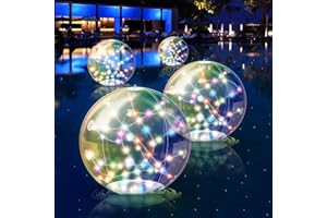 Sunlisky Solar Floating Pool Lights, 14.5" Inflatable Light up Pool Balls Changing Colors,IP68 Waterproof & Remote Control,Swimming Pool Party Decorations, Cool Outdoor Decor（4pcs）