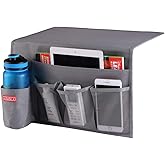 Zafit 5 Pockets Bedside Caddy, Bedside Storage Organizer for Water Bottles, Magazines, Phone, Glasses (5 Pockets-Grey)