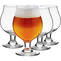 Meolibour Beer Glasses Set of 4, 16 OZ Classic Craft Goblet Glasses, Premium Tumbler Set, Pub, Unique Design Beer Glasses, Di