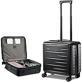 CENSIEN 16 Inch Carry On Luggage Airline Approved, Expandable Lightweight ABS+PC Hard Shell Suitcases with 360° Spinner Wheels, TSA Lock, YKK Zippers (Black)