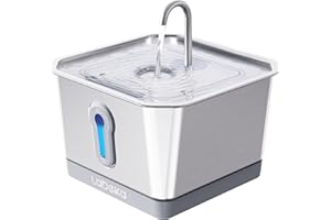 LABEKA Wireless Cat Water Fountain Stainless Steel, 4L/135oz Battery Operated Cat Fountain with Base, Automatic Pet Water Fountain, Ultra-Quiet and Easy Clean for Cats Dogs Multiple Pets(2 Filters)