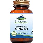 Pure Mountain Botanicals Ginger Capsules - Kosher Vegan with 1000mg Organic Ginger Root Supplement