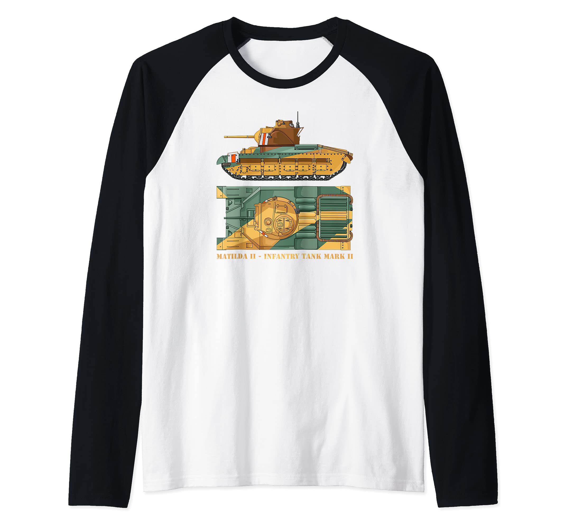 Matilda II Infantry Tank Mark II WW2 British Tanks Raglan Baseball Tee