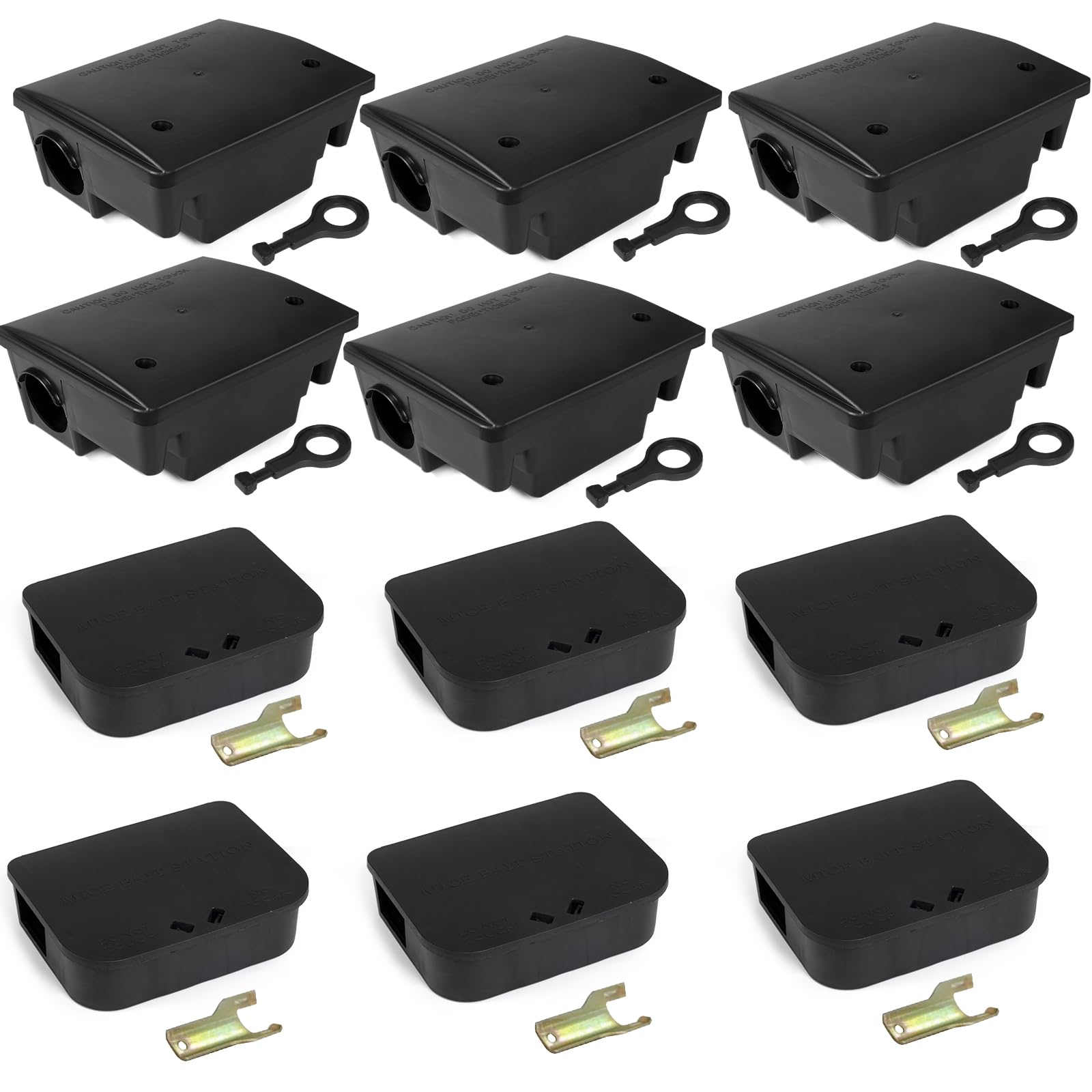 Photo 1 of 12 Pack Key–Required Rat Bait Stations & Mouse Bait Stations – 6 Large & 6 Compact, Lockable Weather–Resistant Plastic for Indoor & Outdoor – Keeps Children & Pets Safe
