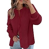 MEROKEETY Women's Winter Fall Long Sleeve Cardigan Sweater 2026 Crew Neck Button Open Front Chunky Knit Outfits