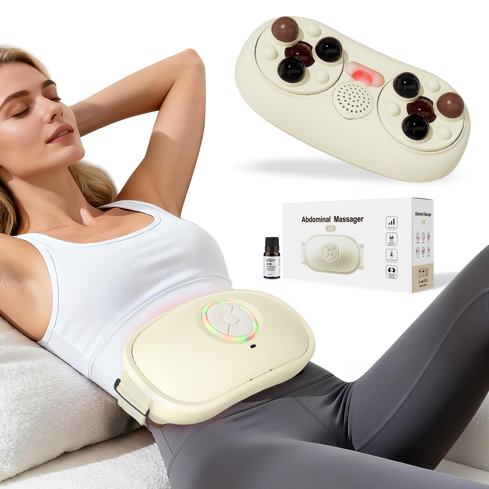 Photo 1 of FSA Eligible Items Only List Electric Abdominal Massager, Heated Stomach Massager Device for Constipation, Gas, Bloating & Reflux, Soothing Kneading Belly Massager for Digestive Comfort