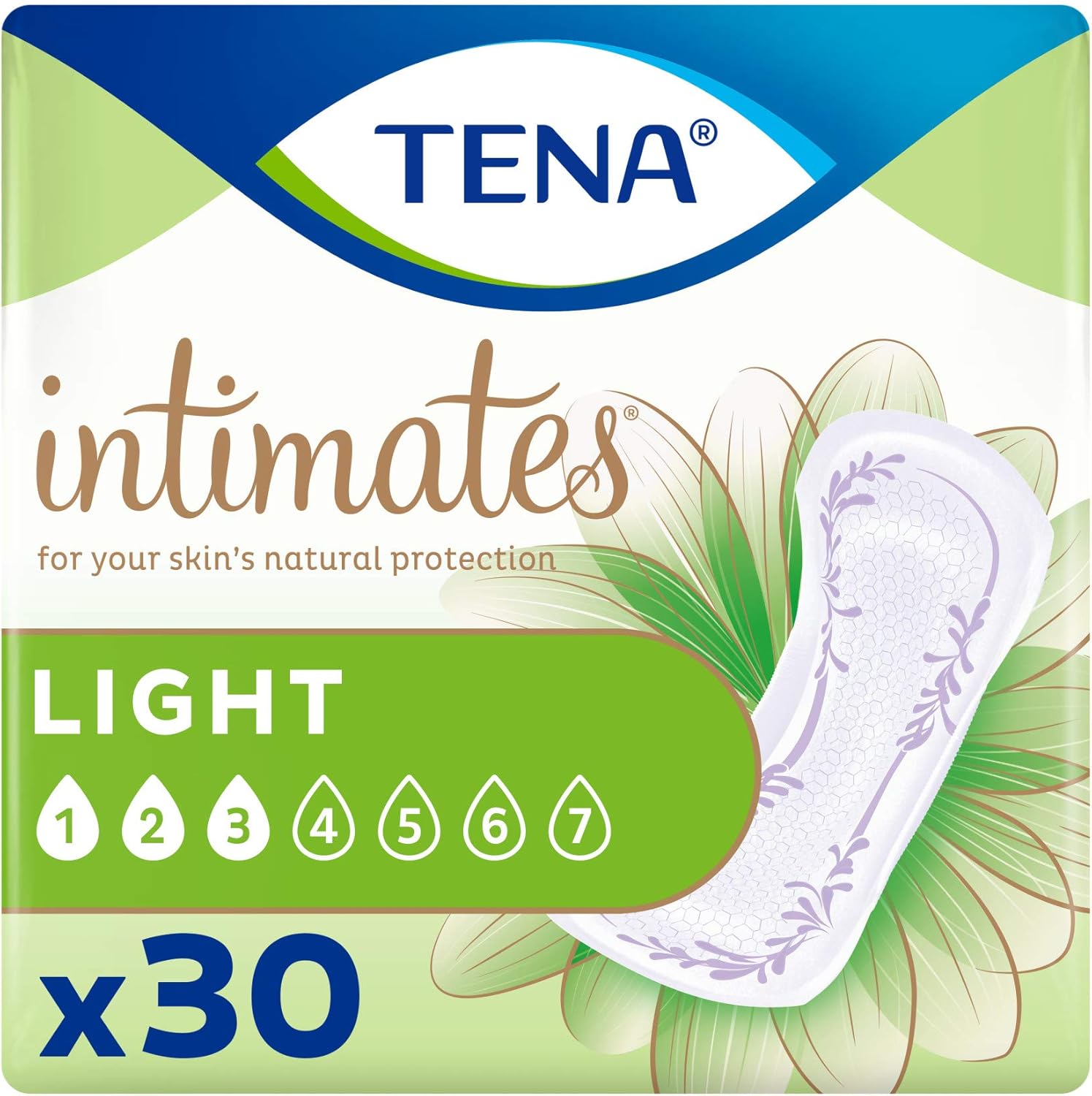 TENA IntimatesUltra Thin Light Pads Regular 30 Count (Pack of 3)