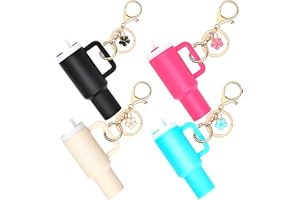 Pyotivol 4pcs Mini Tumbler Keychain for Stanley Cup Chapstick Lip Balm Holder Key Chain Charms for Women Purse Handbag