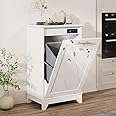 Halitaa Tilt Out Trash Cabinet, Free Standing 10 Gallon Recycling Trash Can Cabinet with Negative Ion and Deodorizing Function, for Kitchen Living Room White
