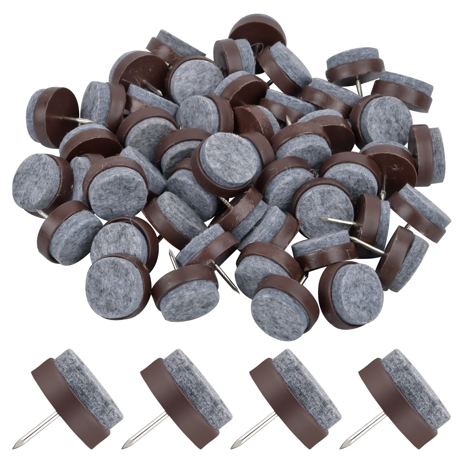 Vesaneae Pack of 50 Felt Glides Chair 24 mm, Felt Chair Glides, Furniture Glides with Nail, Chair Leg Floor Protector, Round Plastic Gliders, Furniture Gliders for Furniture, Chair and Table Legs