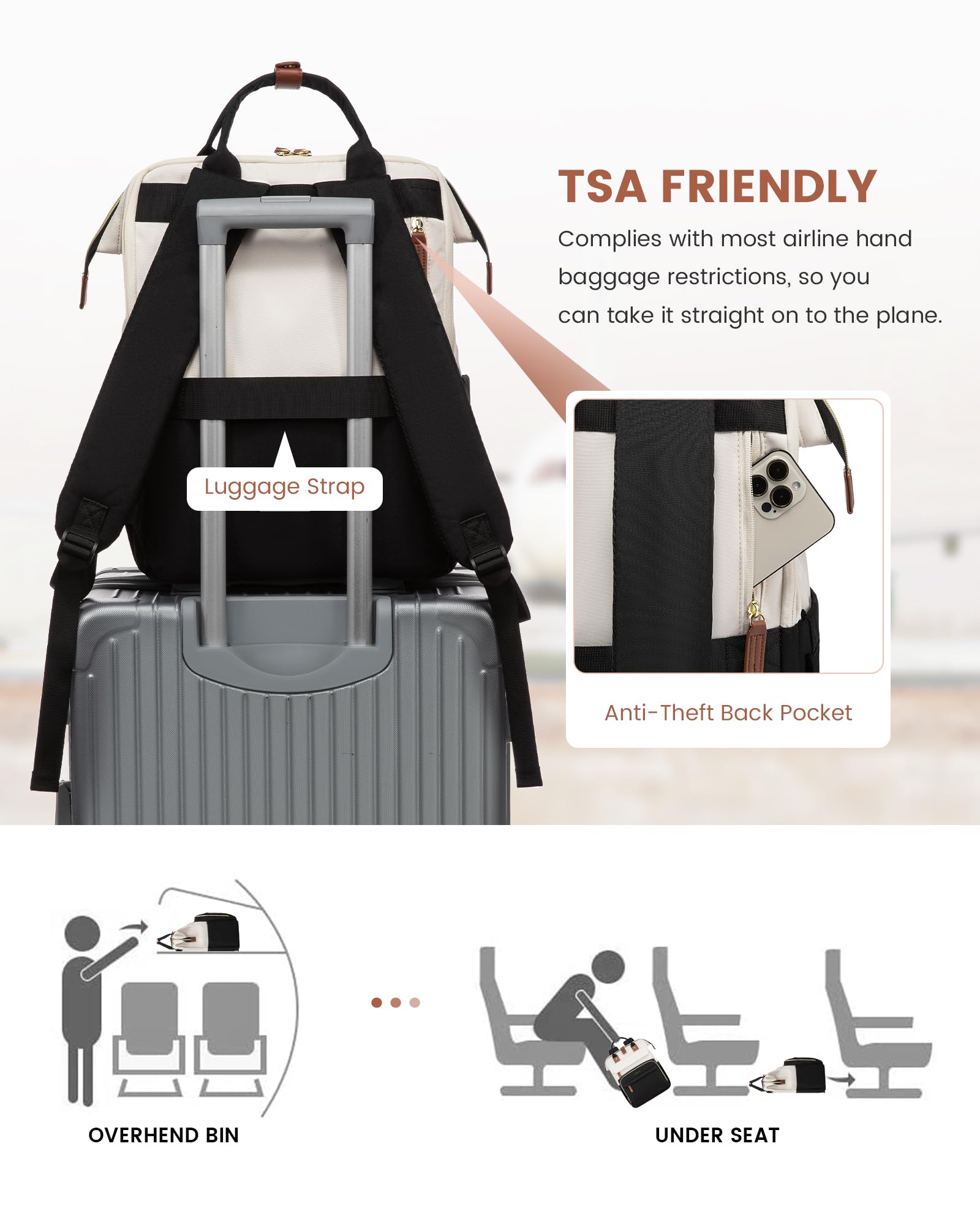 LOVEVOOK Laptop Backpack for Women, 15.6'' Waterproof Nurse Bag Teacher Work Backpack Purse for Women, Travel Computer Backpack for College Office Business Ladies