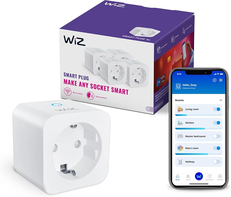 Wi-Fi Smart Plug, Presa di corrente tipo F, Confezione da 4