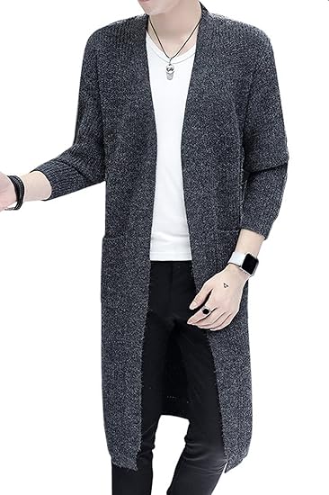 Amazon メンズ ロングカーディガン スリム コート 暖かい ファッション ニットセーター 個性 秋 カジュアル おしゃれ トップス 快適 かっこいい 無地 Seranier セラニエ カーディガン 通販