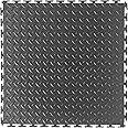 VersaTex Garage Floor 18 x 18 inch Square Rubber Diamond Plate Interlocking Floor Tiles for Home Gym, Garage Flooring, Trade Show Flooring, Basement Tiles, 8 Pack (Gray)
