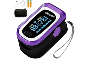 Manhero Black Purple Fingertip Pulse Oximeter with Respiration Rate - Medical Grade Fingertip Oximeter, OLED Oxygen Monitor for Adults & Kids
