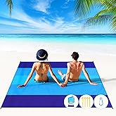 BYDOLL Beach Blanket 78''×81'' 4-7 Adults Oversized Lightweight Waterproof Sandproof Beach Blanket Large Picnic Mat for Travel Camping Hiking Picnic(78" X 81", Blue-Mixed)