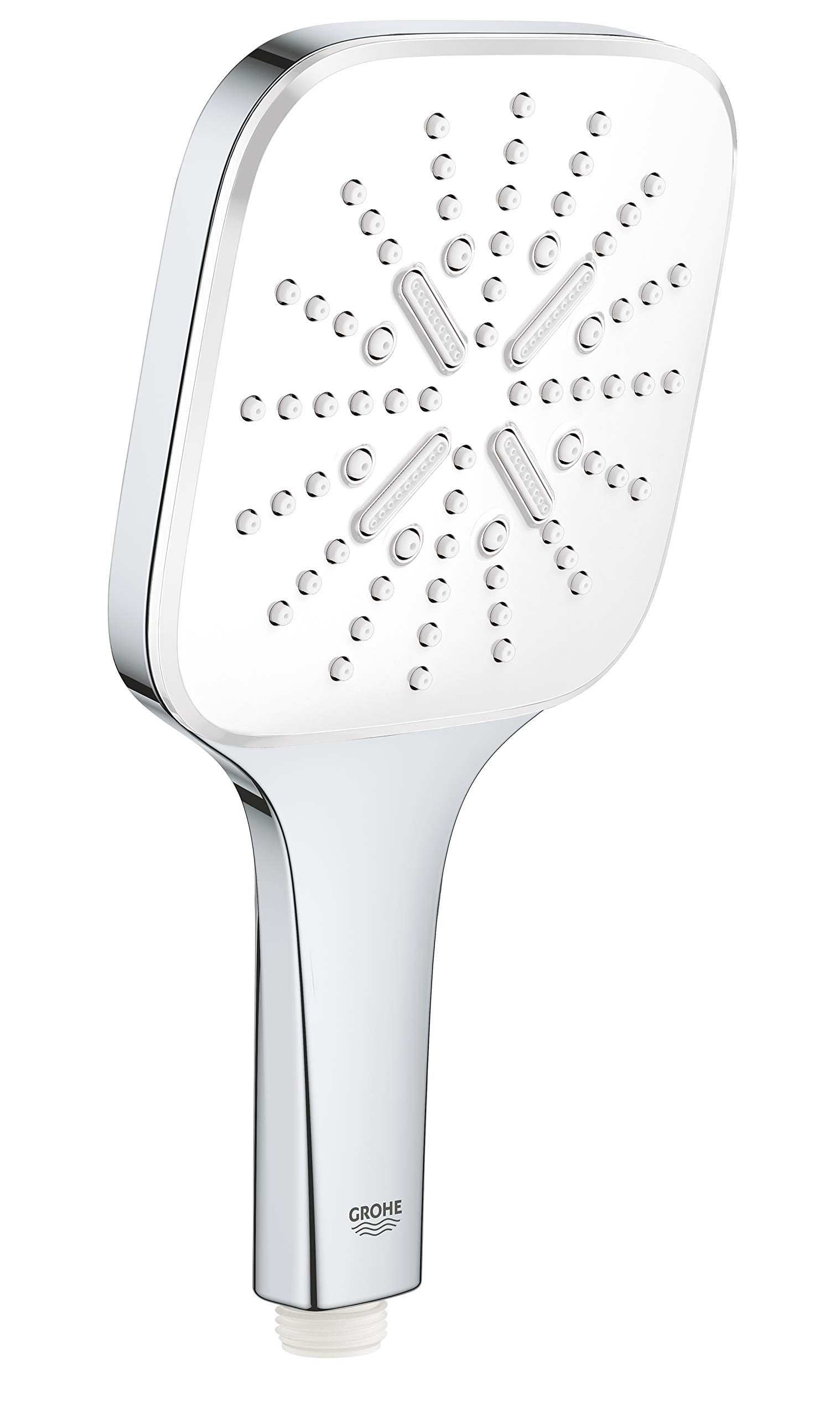 GROHE Rainshower 130 Smartactive Cube Hand Shower 130mm Shower Head with 3 Sprays Chrome Finish and White Spray Plate Made In Germany 26551LS0