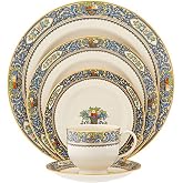 Lenox Autumn Porcelain 5-Piece Fall Dinnerware Set for 1 | ceramic, dishwasher safe | chip resistant, plates and bowls sets for kitchen and dining | 10.5 inch plate