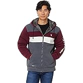 U.S. Polo Assn. Men's USPA Tri Color-Block 2 Stripe Sherpa Hoodie Dark Heather Grey X-Large