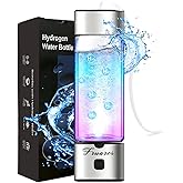 Hydrogen Water Bottle Generator - 2026 Hydrogen Water Machine - 6000 PPB SPE/PEM Tech Glass Hydrohealth Water Bottle for Kidney Health Hydrogen Bottle Gift for Family & Friends (Button/Sliver)