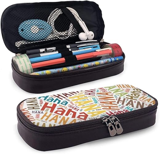 Amazon ペンポーチ 筆箱 日本人の名前 花 華 レザー 革 ペンケース 筆入れ ポーチ ジップペンケース 化粧品 文房具 小物入れポーチ 多機能 大容量 シューズ バッグ