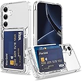 Marphe Wallet Case for Samsung Galaxy S25 with 3 Credit Card Holder Slot Shockproof Hybrid Heavy Duty Protection Clear Phone Cover Compatible with Galaxy S25 (Clear)
