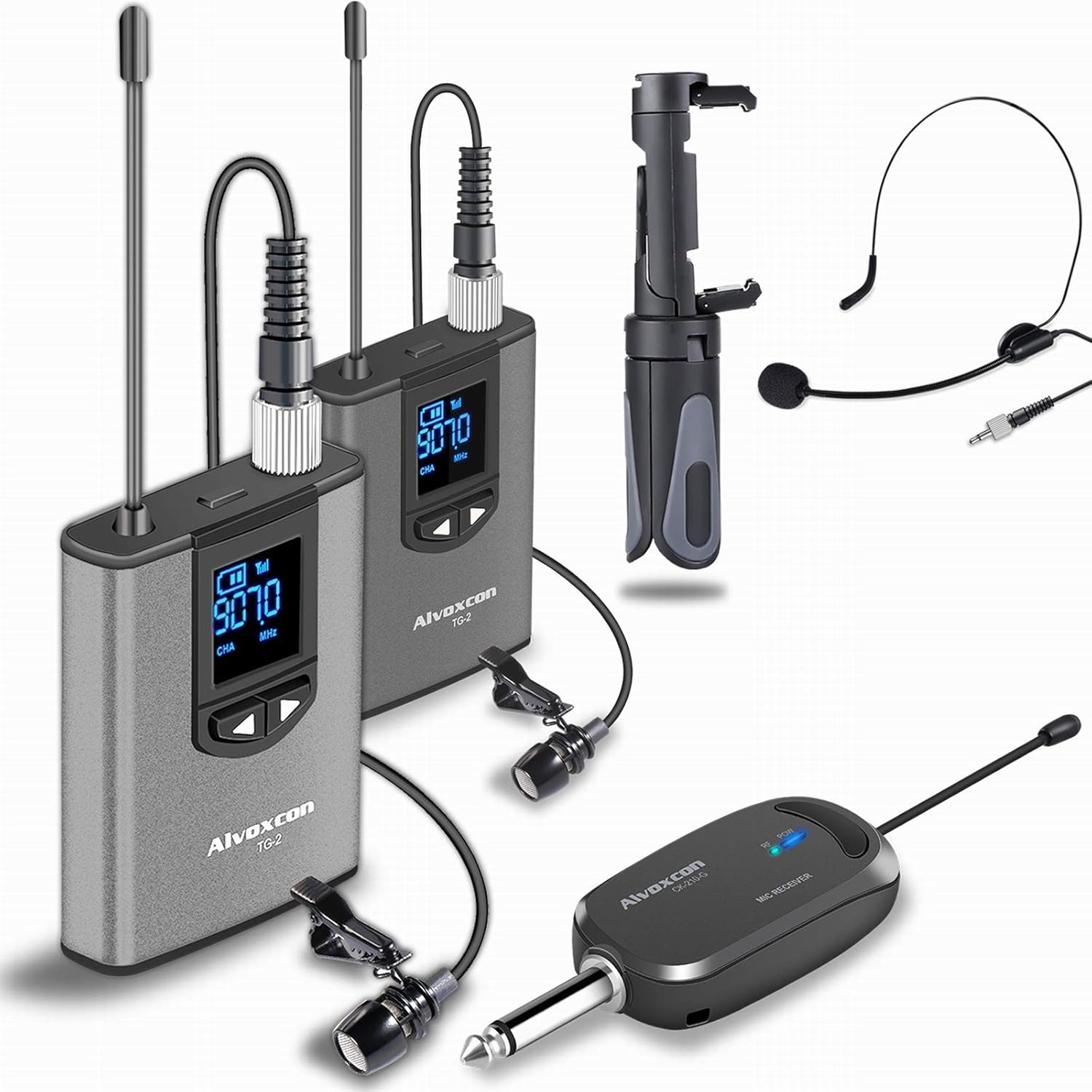 Wireless Headset Lavalier Microphone System with Phone