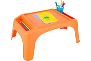 LAPGEAR Turtle Table Kids Activity Lap Desk Tray with Storage Wells for Snacks, Play, Classroom and Sensory Toys - Orange - Style No. 20109