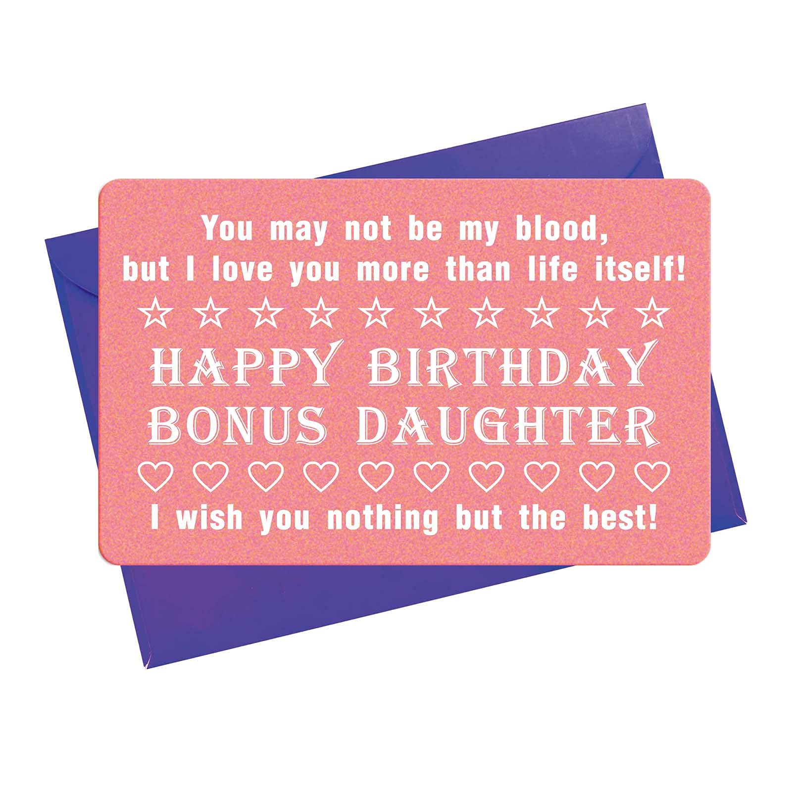 TGCNQ Bonus Daughter Birthday Card - Engraved Wallet Card, Happy Birthday Bonus Daughter, I Wish You Nothing But The Best