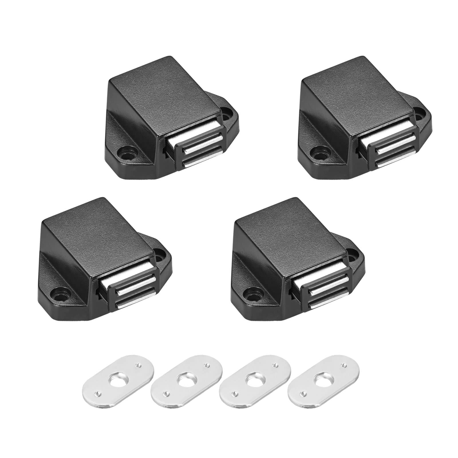 METALLIXITY Magnetic Latches Catch (1.46"x1.61") 4Pcs, Plastic Cabinet Magnet Latch - for Cabinet Door Drawer, Home Decoration, Black