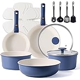 CAROTE 17pcs Pots and Pans Set, Nonstick Cookware Set Detachable Handle, Induction Kitchen Cookware Sets Non Stick with Removable Handle, RV Cookware Set, Oven Safe