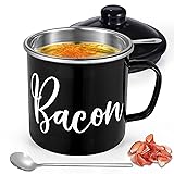 Bacon Grease Saver with Strainer - Mini 15oz Enamel