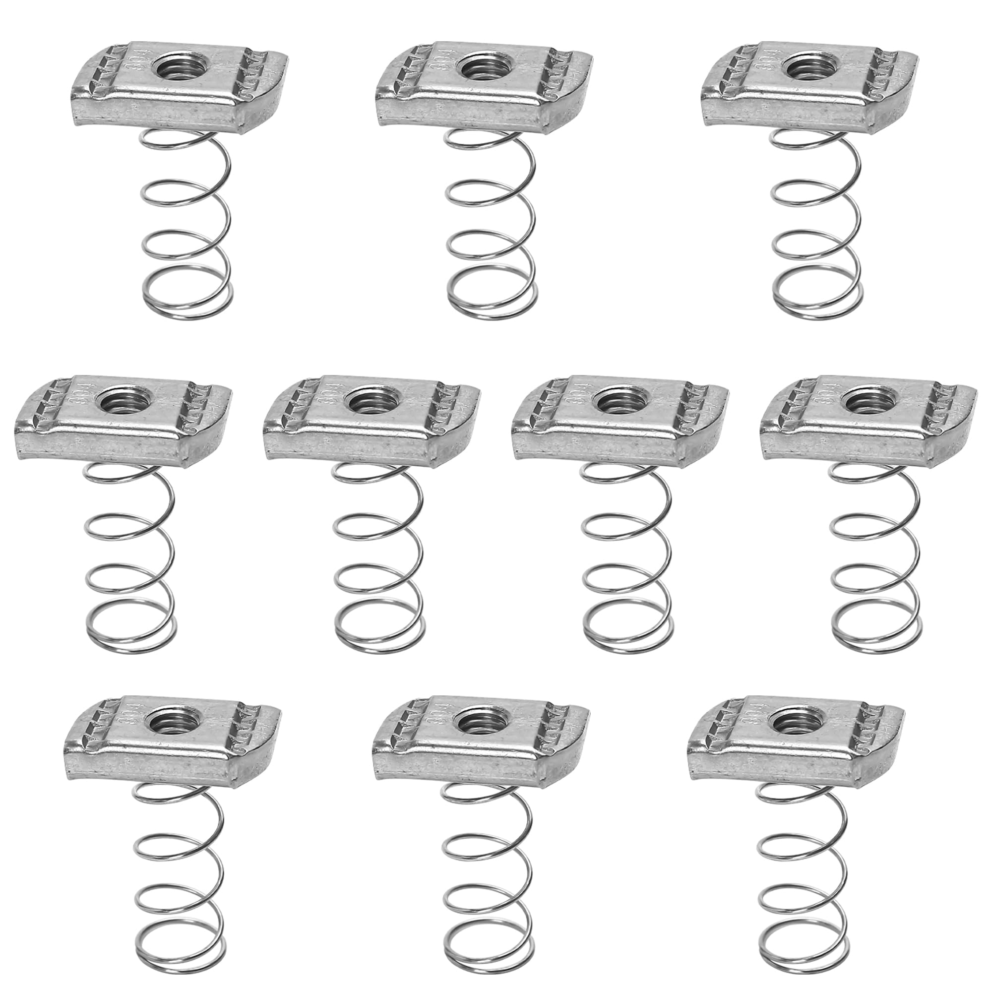 Photo 1 of 10 Pieces 3/8-16'' Standard Strut Channel Nuts Thickened Spring, Stainless Steel Hardware Accessories for Strut Channel P1008SS #4121