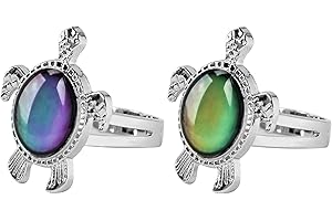 Acchen Mood Ring Heart Shaped Changing Color Emotion Feeling Finger Ring 2 Pcs with Box