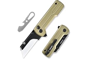 OKNIFE U1 Ultra Pocket Folding Utility Knife with Ceramic Blade, Lightweight O-Aluminum Handle Box Cutter with Clip, Button Lock Pocket Knife for Men Women (Olive Green)