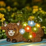 Goodeco Solar Highland Cow Statue Garden Light Outdoor Decoration Brown