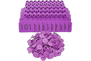 KHEARPSL Cattle Cow Ear Tags Numbered Livestock Identifcation Ear Tags for Cattle Cow Horse Pig Goat Sheep Farm Animal (101-200, Purple)