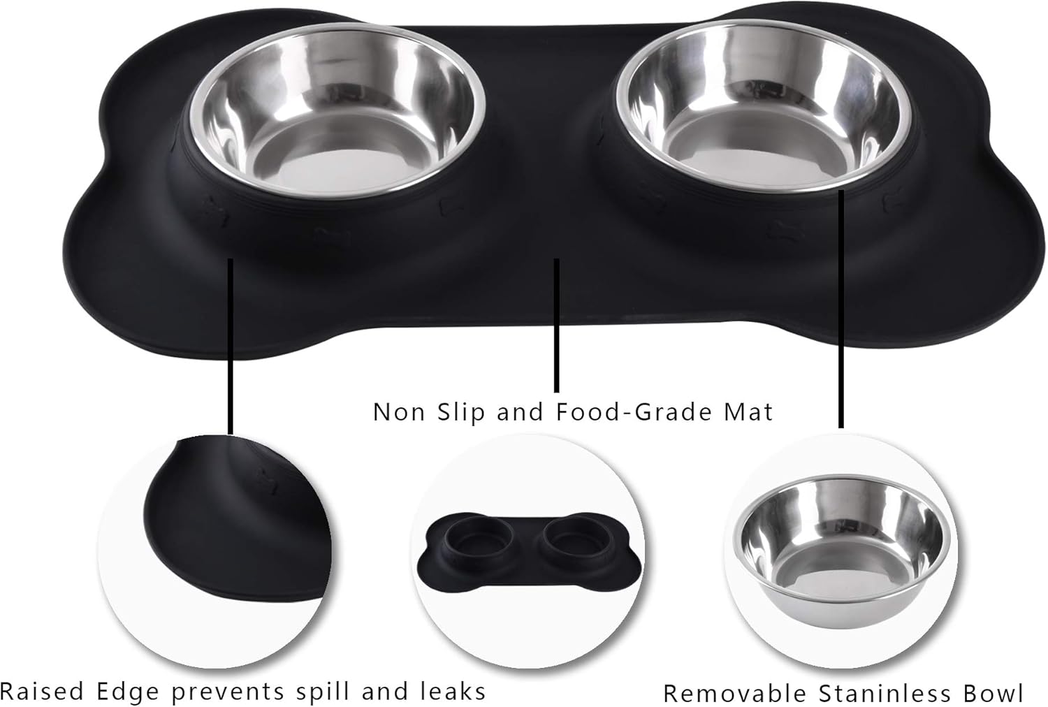 Hubulk Pet Dog Bowls 2 Stainless Steel Dog Bowl with No Spill Non-Skid Silicone Mat + Pet Food Scoop Water and Food Feeder Bowls for Feeding Small Medium Large Dogs Cats Puppies (M - Image 4