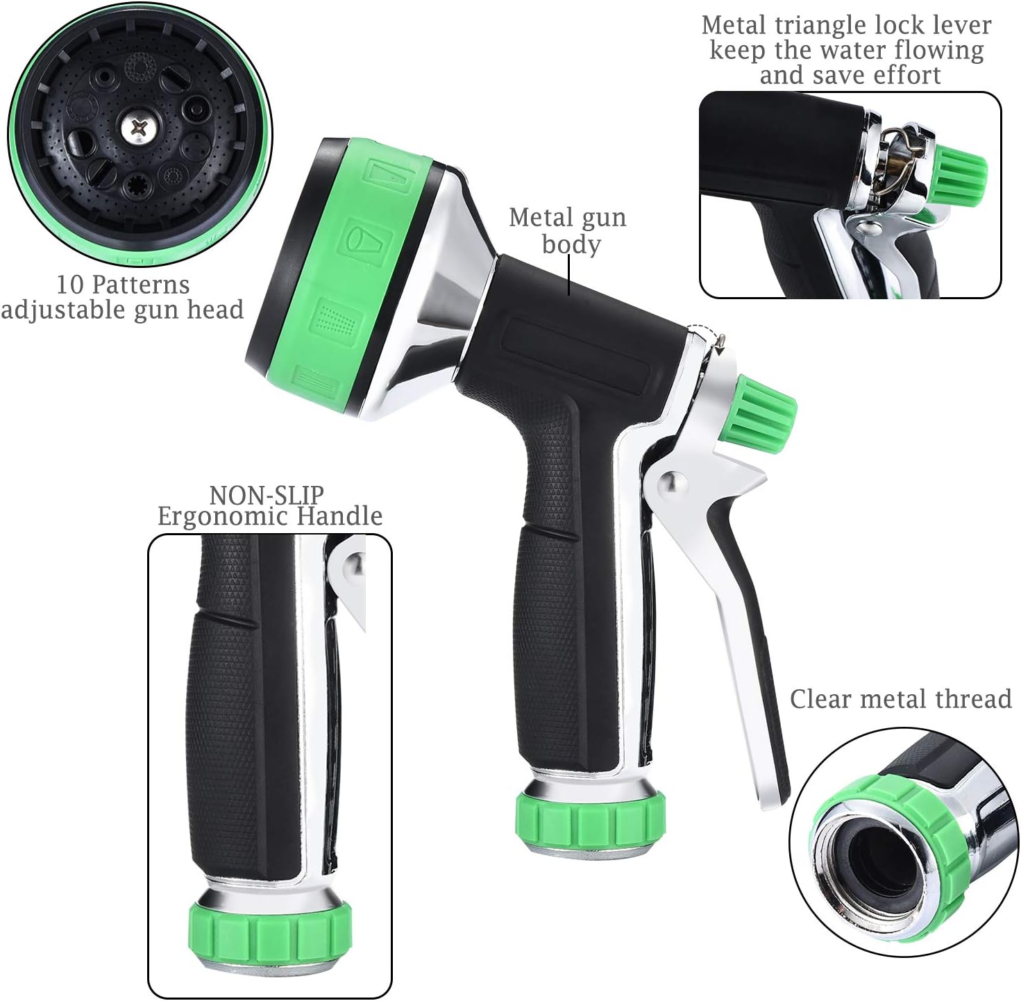 Garden Hose Nozzle｜ Aluminum Alloy 10 Sprayers Patterns Water Hose Spray Nozzle｜Suitable For Watering Equipment, Cleaning, Car washing And Showering Pets: Home Improvement