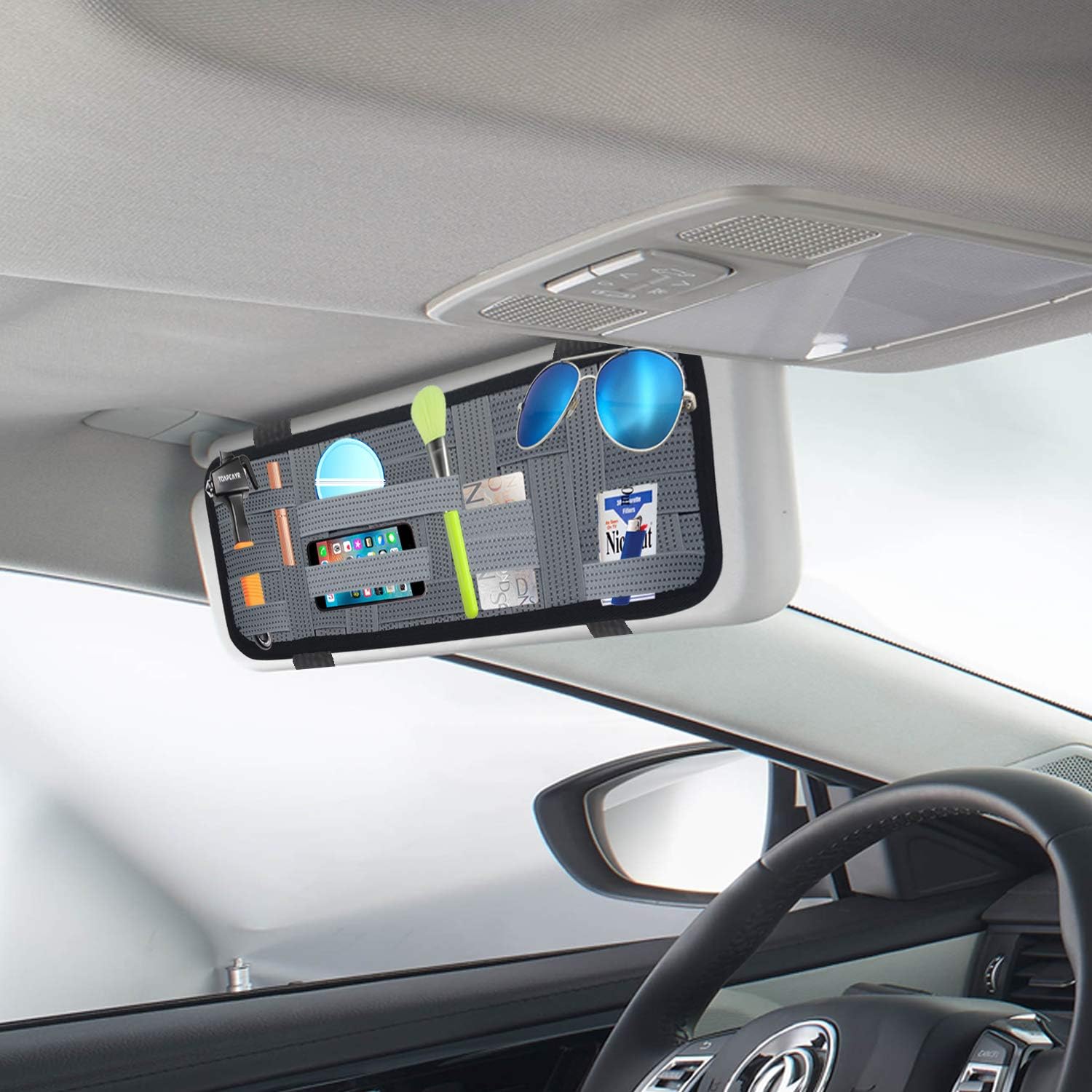 Interior Accessories TOAPCAYR Car Sun Visor Organizer
