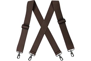 Doloise Men’s Heavy Duty Belt Loops X Back 2 Inch Suspenders with 4 Snap Hooks