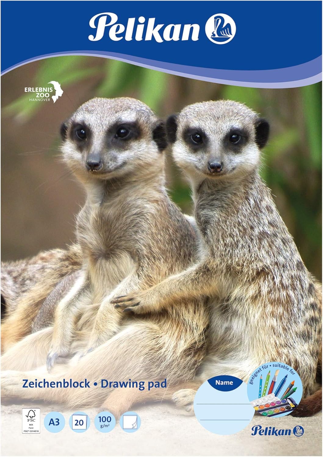 Pelikan 224840, Drawing Pad DIN A3, 20 Sheets, 100 g
