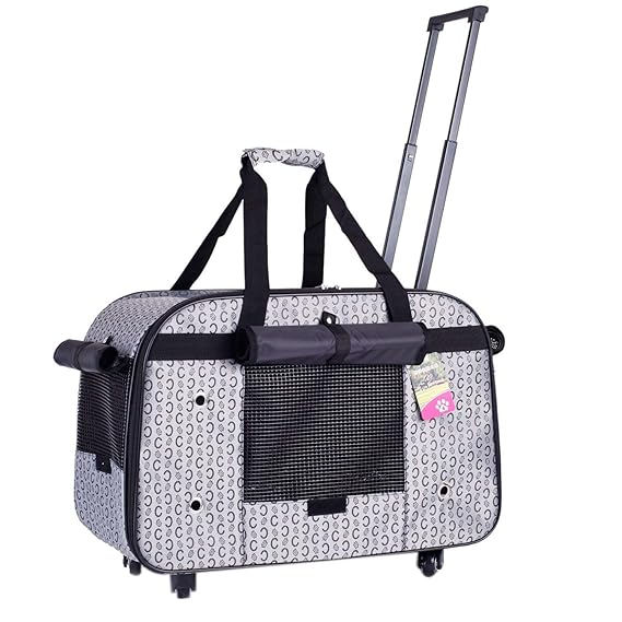 BEST IN DE Groß Trolley Hundetrolley für Hund bis 11kg oder 2 kleine Hunde Hundebox Katzenbox Transportbox Hundewagen